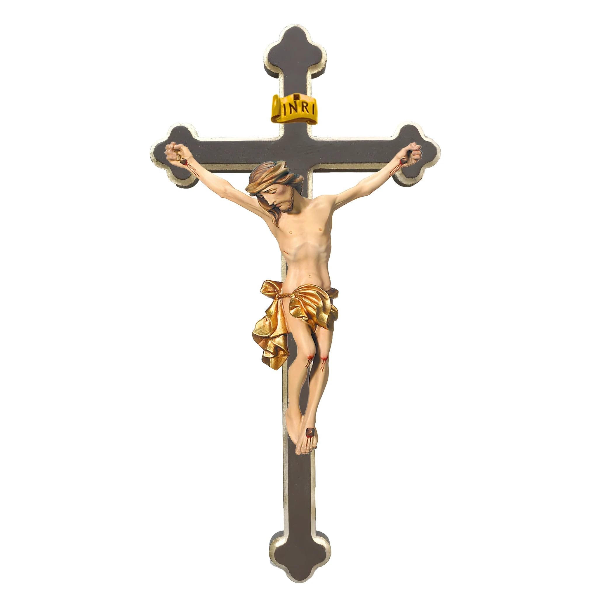 Dolfi Ciało Chrystusa na krzyżu 40 cm | Ręcznie malowane w Val Gardena | Religijny