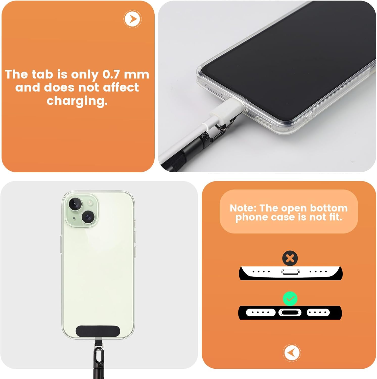 2 Pcs Cell Phone Lanyard - Adjustable Crossbody Lanyard and Wrist Strap, 4 Pcs Pads, Compatible with Most Smartphones - Image 6