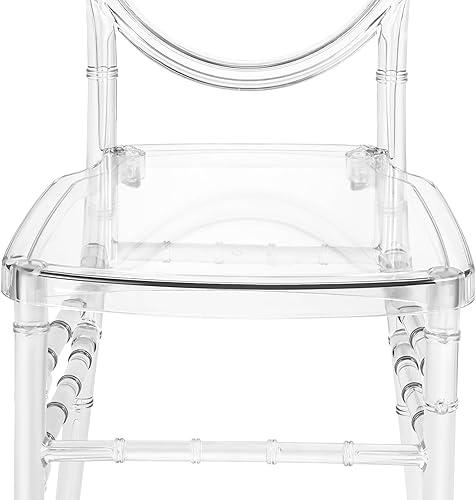 Miniatura 9 de Set of 4 Clear Acrylic Chiavari Chairs, Modern Transparent Ghost Chairs, Oval High-Back Stackable Crystal Dining Chairs for Weddings, Banquets,