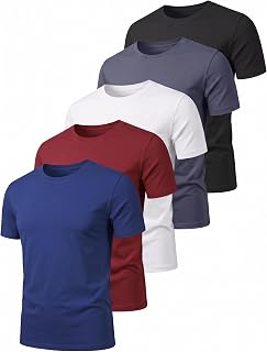 5 Pack Men’s Quick Dry T-Shirts Short Sleeve Crew Neck Workout Tops