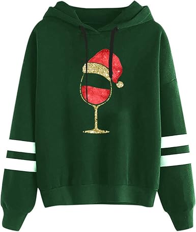 Amazon.com: Sudadera unisex con capucha y estampado de vino tinto con  capucha para Navidad, para mujeres, hombres, adolescentes, forro polar  verde con licencia oficial de star wars silent one crew., XL :