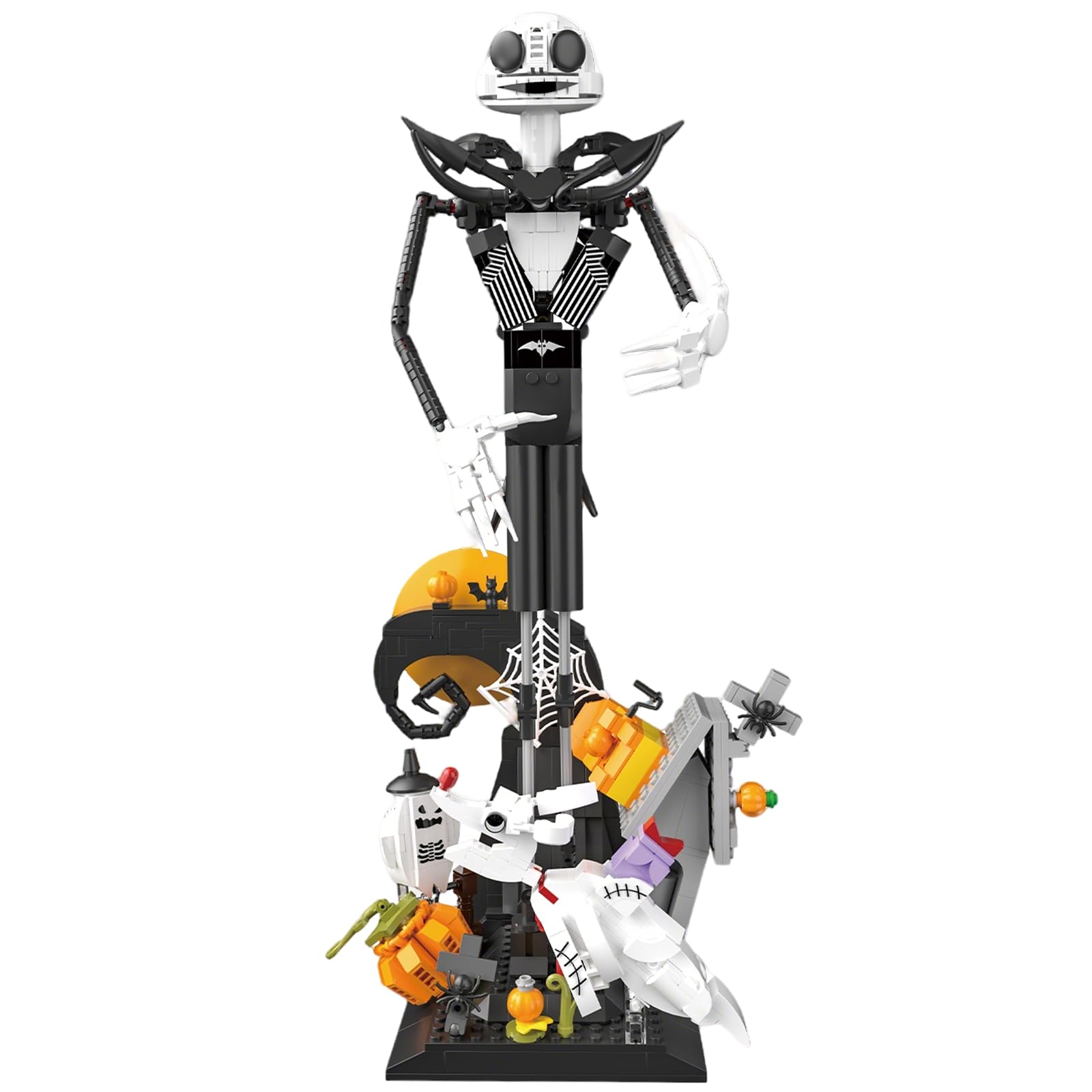 Photo 1 of ***MISSING PARTS***** Xbert Skeleton Halloween Toy Building Set, Nightmare Before Christmas Halloween Decor, Pumpkin,Crucifix, Cobweb, Ghost Dog, Jack Skellington Haunted Horror Building Blocks Sets for Adult, Movie Fans