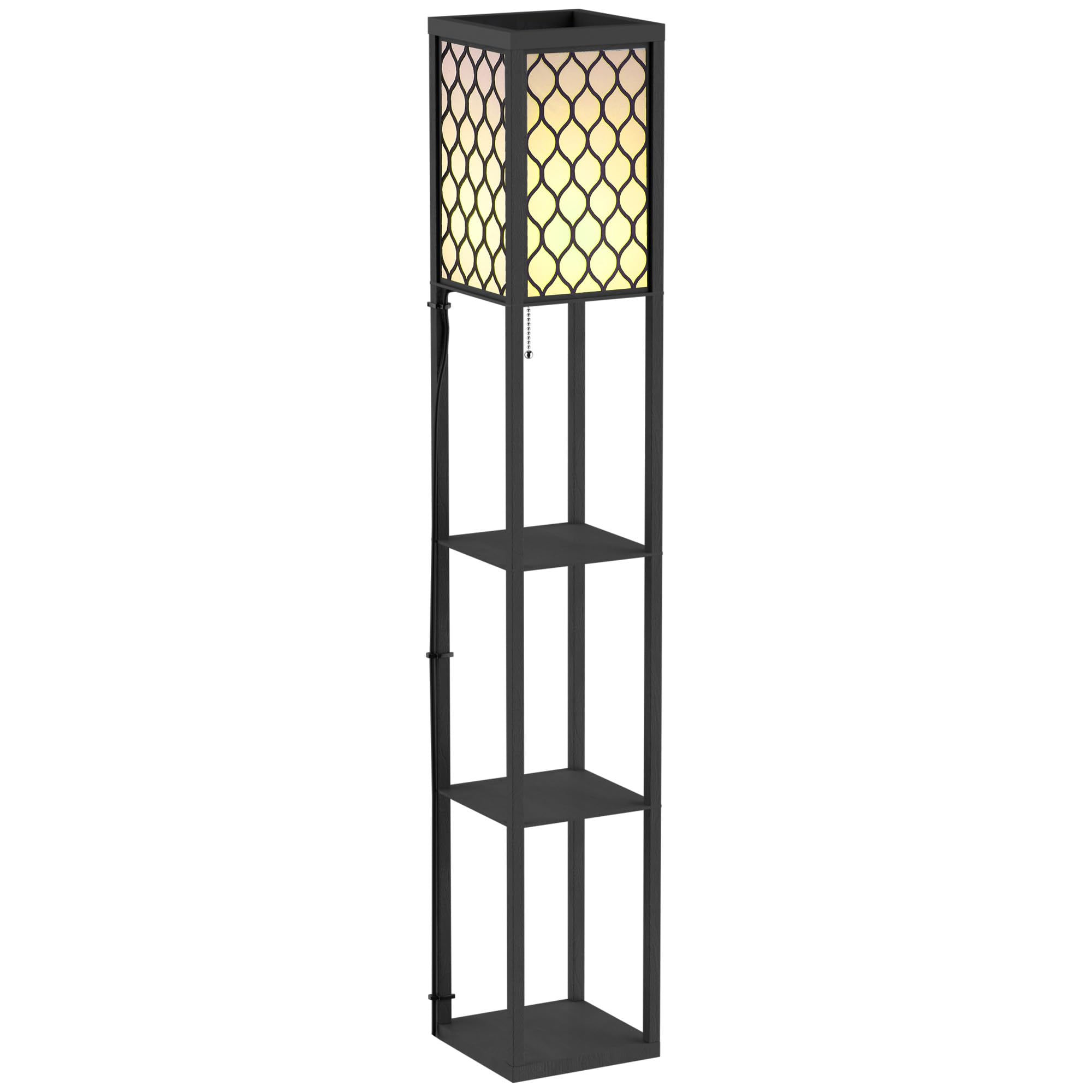 HOMCOM Lampadaire Étagère Lampe Étagère 26L x 26l x 160H cm MDF Noir