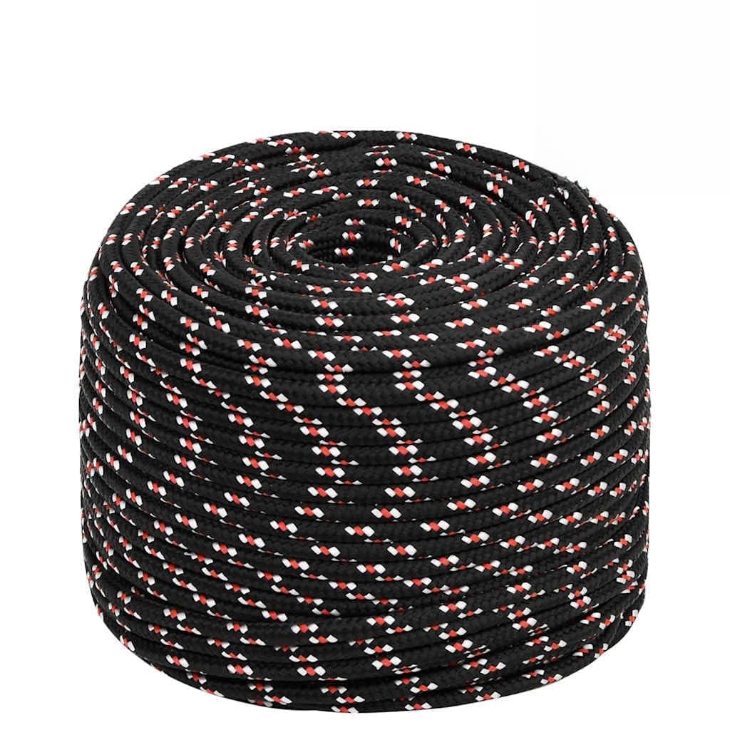 Cuerda para barco, color negro, 10 mm, 500 m, polipropileno, resistente, resistente, para vela, barco, camping, exterior, versátil como correa, cordón para atar, tensar y fijar
