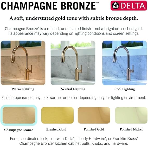 Delta Faucet Monrovia Gold Kitchen Faucet Touch, Touch Kitchen Faucets with Pull Down Sprayer, Kitchen Sink Faucet, Delta Touch2O Technology, Lumicoat Champagne Bronze 9191T-CZ-PR-DST
