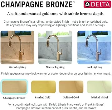 Delta Faucet Monrovia Gold Kitchen Faucet Touch, Touch Kitchen Faucets with Pull Down Sprayer, Kitchen Sink Faucet, Delta Touch2O Technology, Lumicoat Champagne Bronze 9191T-CZ-PR-DST