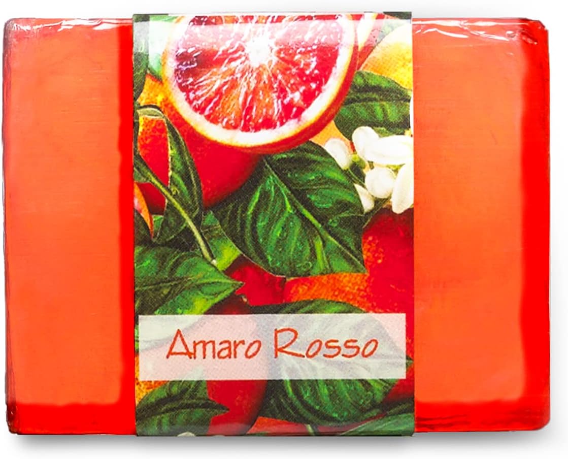 Nabila K Amaro Rosso Glycerin Bar Soap | Blood Orange Scent | Natural, Vegan, Hypoallergenic | 100% Vegetable Glycerin, Sulfate-Free, Paraben-Free | 4.5 oz
