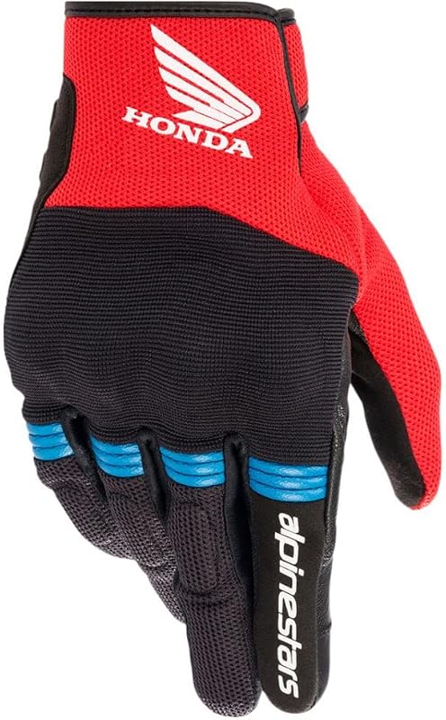 Alpinestars Honda Copper - Guantes de moto todoterreno para hombre, color negro, rojo brillante, azul y grande