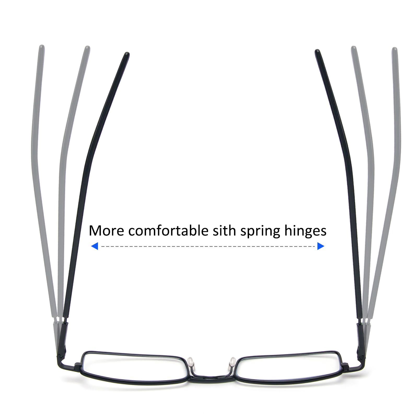 REAVEE Lesebrille, tragbar, schlank, für Männer, Frauen, Computer, Blau, Lichtblockierung, kleine Leser, Metallrahmen, Federscharnier, mit Tasche, 5 Stück