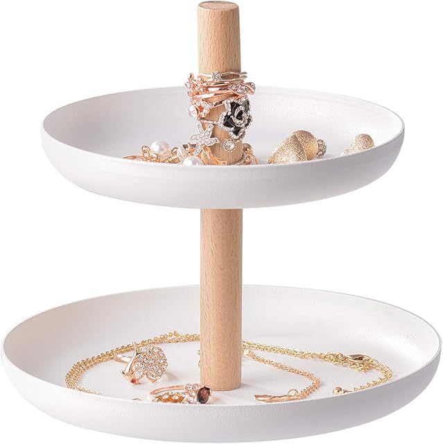 Hivexagon Ceramic Ring Holder, Holder with Dish, Jewellery Bracelet Organizer, Storage Tray Display Stand for Accessories