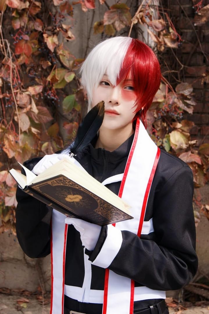Kraja Shoto Todoroki Cosplay Wig for Halloween Fans Party White and Red (Todoroki) - Image 4