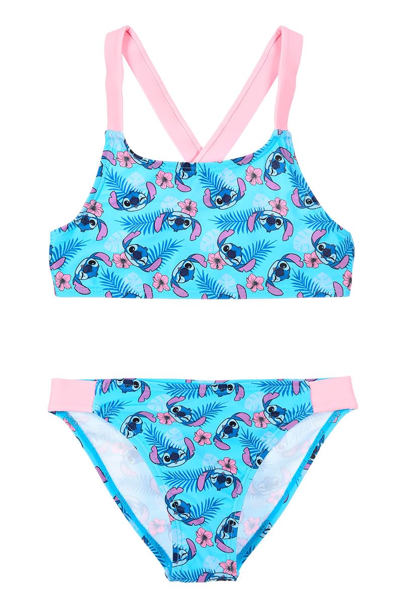 Disney Stitch Bikini para Niña, Bañador de Dos Piezas Verano Infantil Adolescentes, Tallas 6 a 12 Años