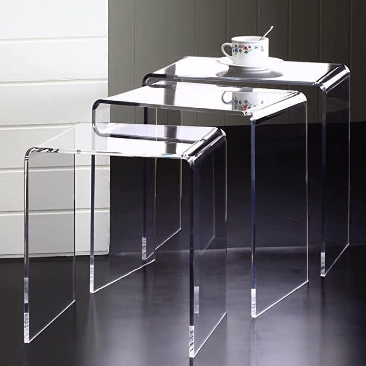 Versatile Elegance Acrylic Nesting Tables - Sleek and Transparent Accent Furniture for Modern Homes