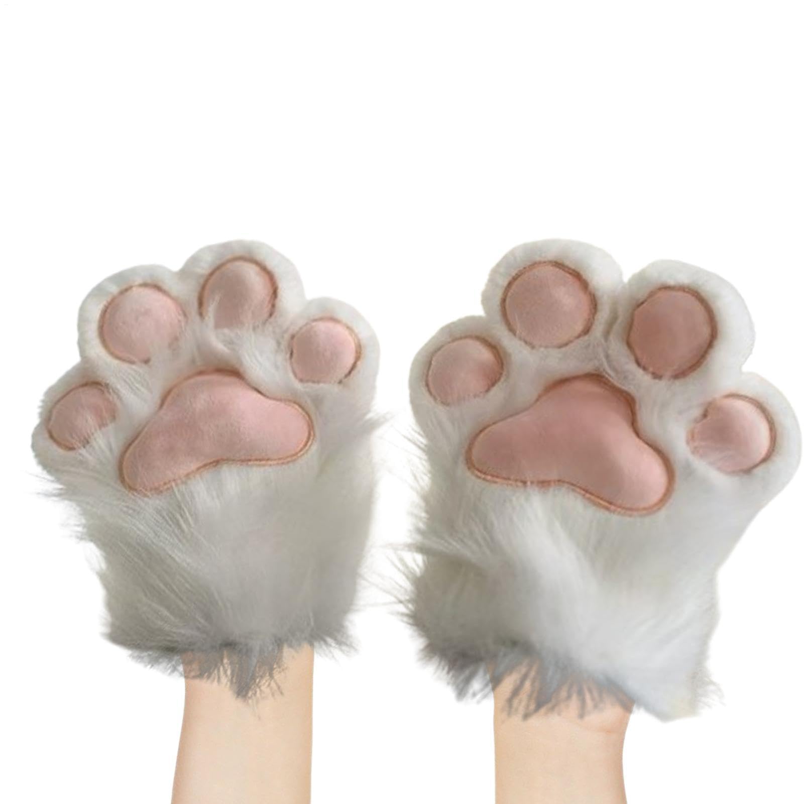 Guantes peludos contra el frío de felpa suave tipo manopla de gatito para invierno