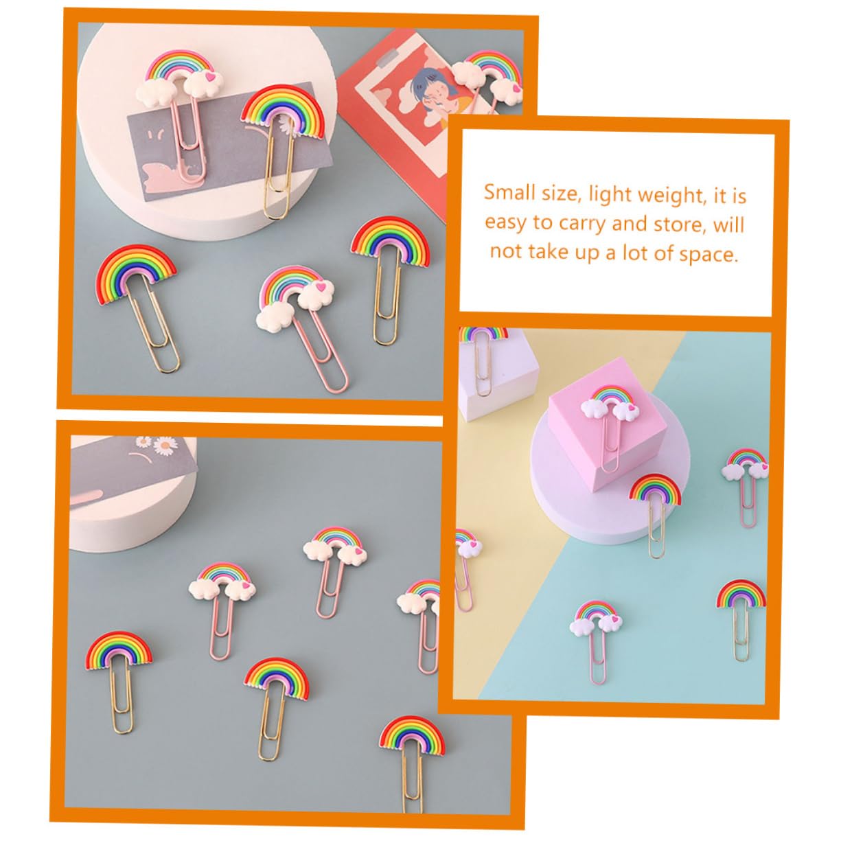 NUOBESTY 5 Sätze Regenbogen-büroklammer Süße Büroklammern Chip-clips Ästhetische Büroklammern Klicker Farbige Büroklammern Pvc Büroklammern Clips (klein Bastelklammern Colorful 16 Stück * 5