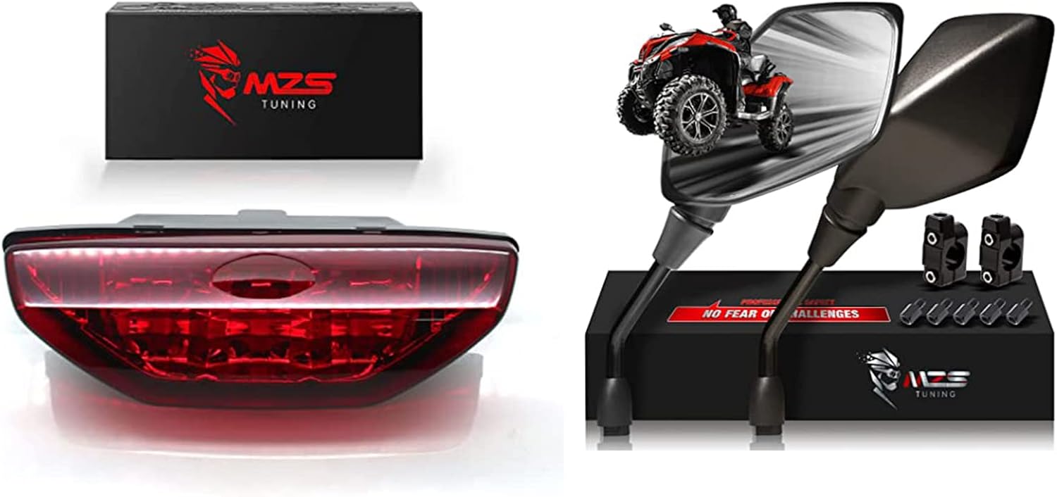 MZS ATV Mirrors + Tail Light Compatible with TRX 250 300 400 400EX 500 520 700 FourTrax Sportrax Foreman