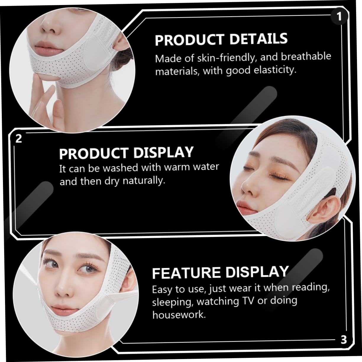 1pc Shaped Face Lifting Belt Chin Lift Mask for Contouring Breathable Washable Strap for Double Chin Reduction Professional Skin Tightening Device