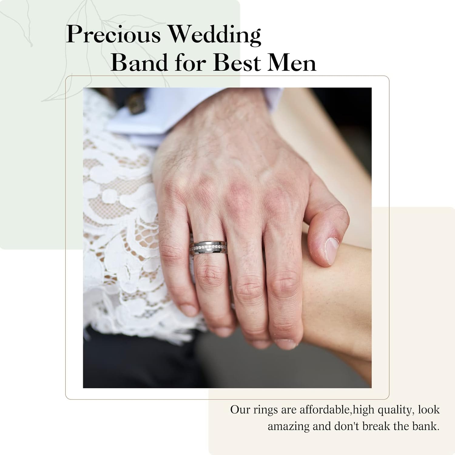 King Will Tungsten Carbide Wedding Band for Men - 8mm Black Plated High Polished Cubic Zircon Stones Comfort Fit Mens Ring for Wedding,Engagement and Anniversary - Image 4