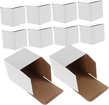 STOBAZA 10pcs White Corrugated Cardboard Boxes Business Shipping Packaging Easy Assembly Eco-friendly Strong Protection for Mailing and Transport