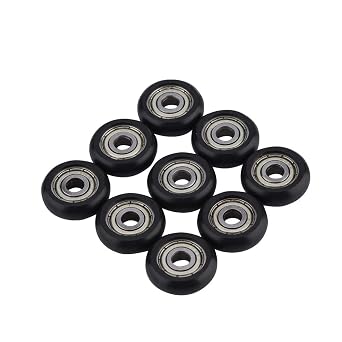 9 Pcs Black Aluminium Pulley Wheels Roller Bearings for 3D Printer Parts, Low Friction Slide Flexible Durable 3D Printer Wheel Bearing Replacement