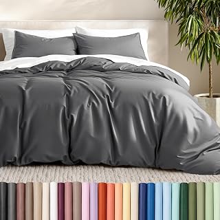 Bare Home Duvet Cover Set 1800 Ultra-Soft (King, Grey) | Lightweight, Cooling, Breathable, Premium 1800 Ultra-Soft, All-Season