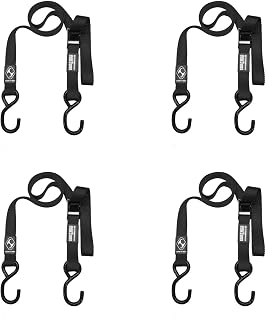 Straps & Buckles - Heavy Duty Rubber Coated S Hook Cinch Ties Down CAM Cambuckle Cargo Utility Lashing Securing Straps - 1" USA Made Marine Grade Nylon Webbing (60" 2SBCAM - 4 PK, Black)