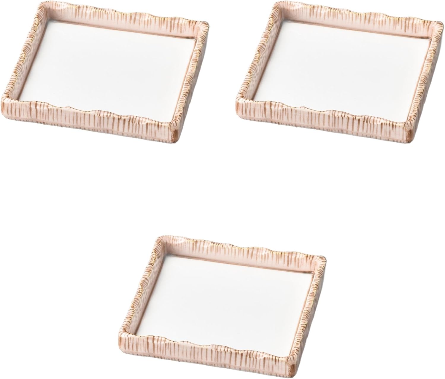 Setomonohonpo Chagamaki Matsukado Set of 3 [4.4 x 4.4 x 1.0 inches (11.2 x 11.2 x 2.5 cm)] | Reinforced Porcelain