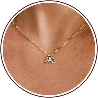 Birthstone Necklace for Women Dainty Gold Necklace with 2 Birthstone Christmas Stocking Stuffers Teen Girl Gifts Trendy Stuff Birthday Gift Moms 2025 Graduation Gift Adjustable Anniversary Jewelry for Daughter Girlfriend Friend