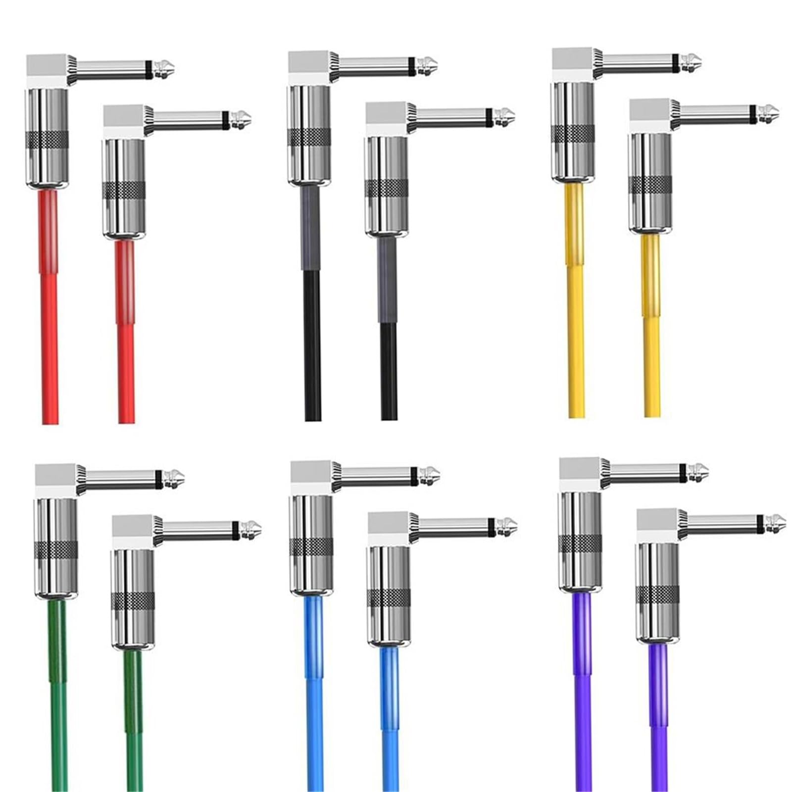 Cable De Audio Para Guitarra Cables Paquete De 6 Cables Instrumentos Protección PVC Conductivos Bajo Ruido En Ángulo Recto 1/4 Pulgadas Duraderos