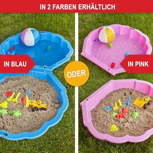 ONBEST 2-in-1 Sandkasten & Sandmuschel mit Deckel für Kinder – Ideal für Sand und Wasser – aus hochwertigem Kunststoff – auch ideal für Hunde – Bademuschel 2 Farben zur Wahl - mit Abdeckung (Blau)