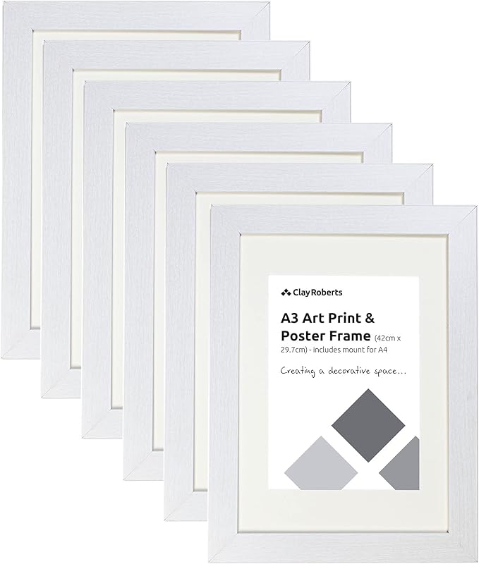 Clay Roberts A3 Frames, White, Pack of 6, Photo, Poster, Art Print