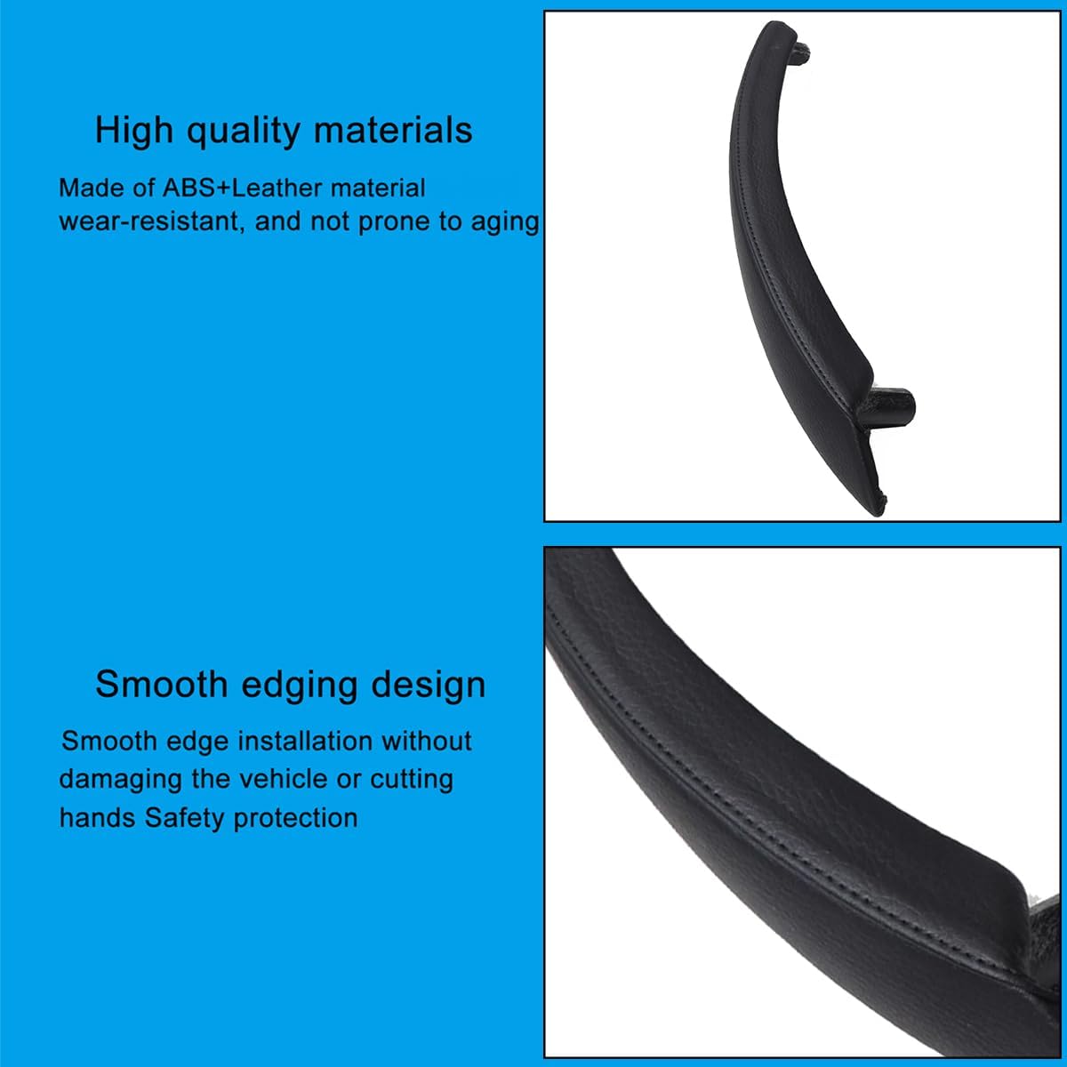 FASTCHE for BMW X5 / X6 Door Handle Outer Cover, Right Side Passenger Door Handle Outer Leather Door Handle Outer Cover Replacement Compatible with BMW X5 E70/E70 LCI and BMW X6 E71/E72 (Right,Black)
