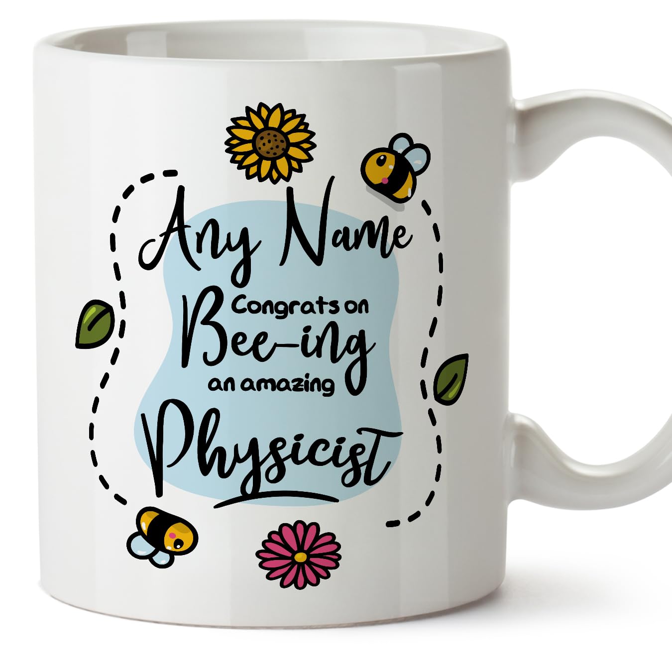 MUGFFINS Personalised Mug for Physicist - in English - Thanks for Beeing - Funny Custom Gift for Colleagues - Ceramic 11oz Mug