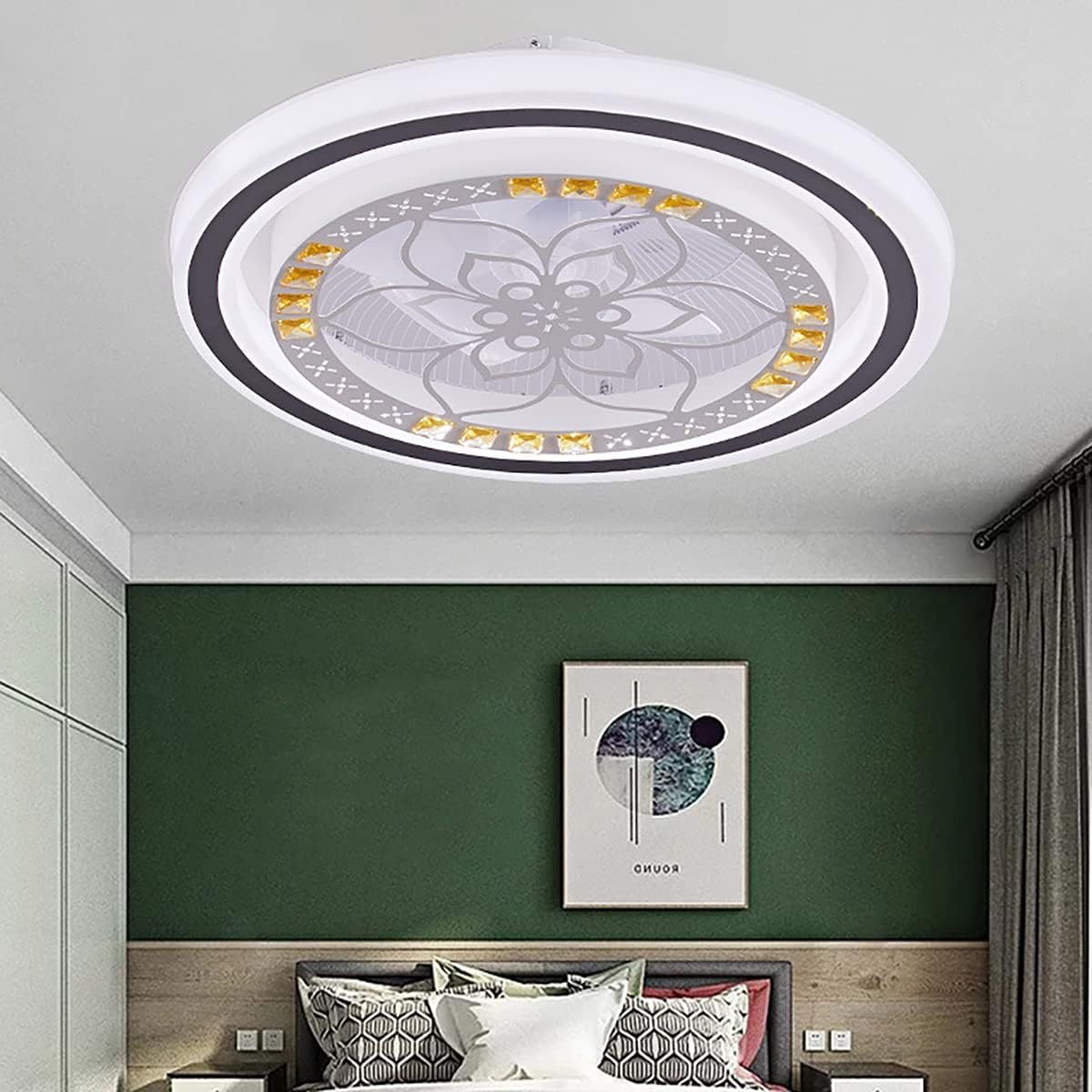 YUEGOO Ceiling Fans with Lights and Remote Ceiling Fans with Lamps,Silent in Lighting Ceiling Fan Light in Lighting Ceiling Fan Lighting Dimmable Ceiling Fans with Lamps,for Bedrooms