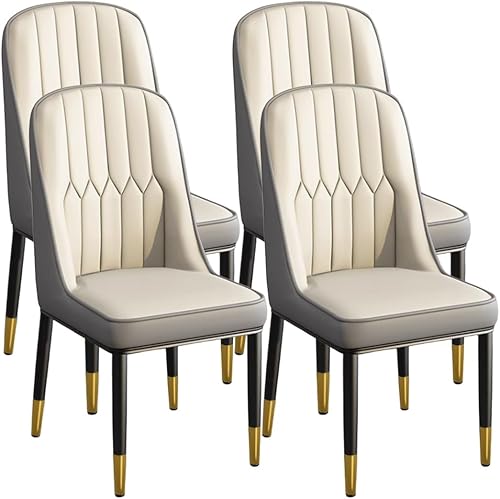 Miniatura 45 de YVYKFZD Dining Chairs Set of 2/4, Kitchen Chairs with Back and Metal Legs, PU Leather Dining Room Chair, Armless Comfy Side Chair, for Living Room,