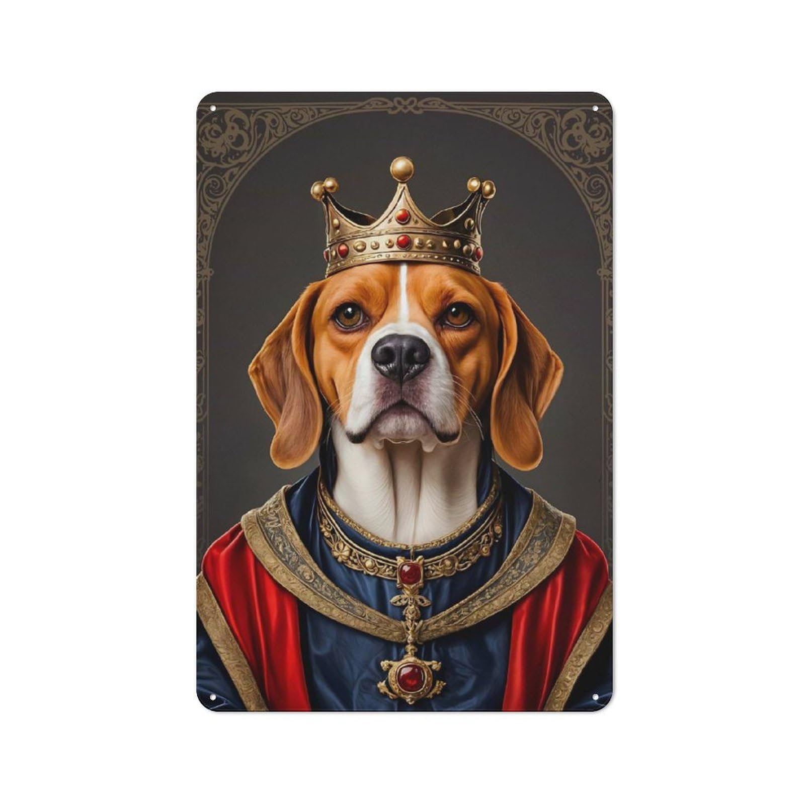 Junmoney Beagle Dog King Retro Printed Metal Sign 30X20cm For Living Room Wall, For Home Interiors, Feature Walls And Decorative Displays