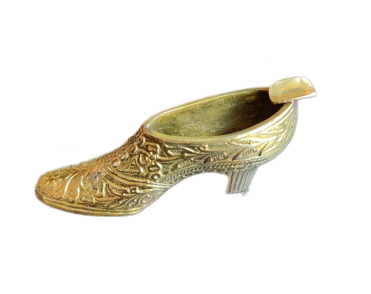 TRISHVAR Brass Decorative High Heel Sandal Shaped Ashtray Antique Vintage Design Table Top Showpiece/Collectable/Home Decor/Gift For Cigarette Smoking(13 cm x 5 cm x 8 cm)-picture-12
