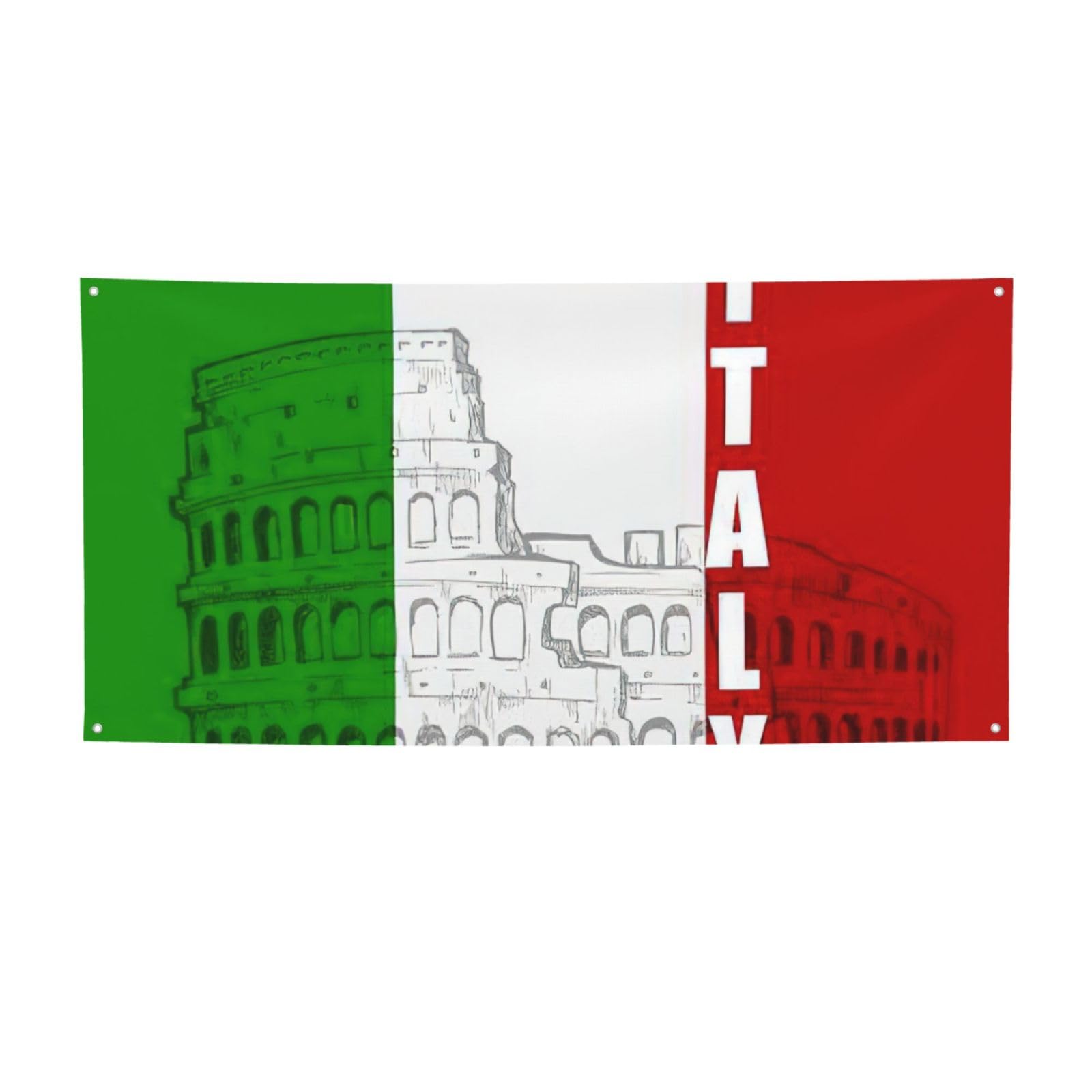 Bandera de Italia con Coliseo Romano de poliéster con acabado premium y estampado de alta definición