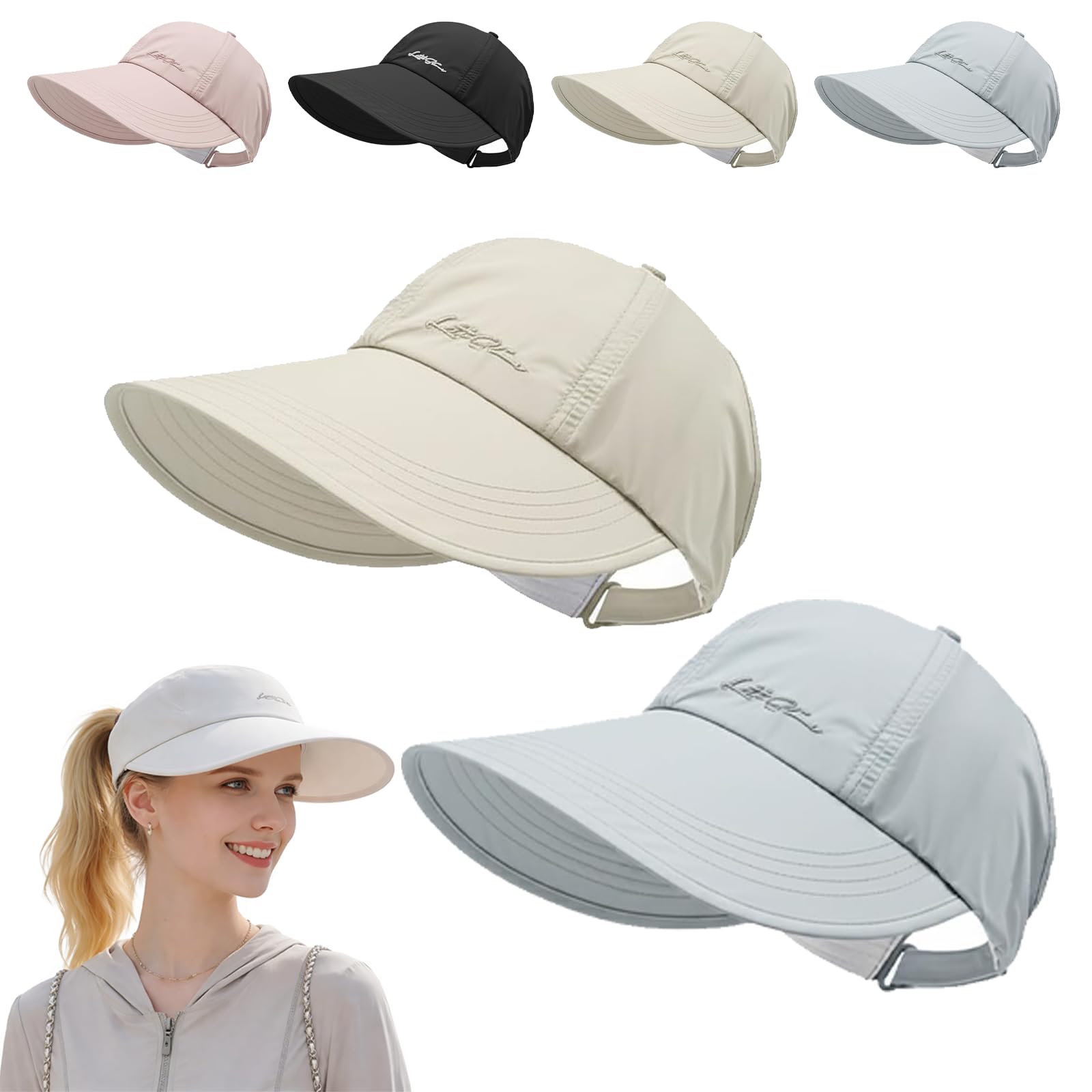 Behound Women's F 2 Pack Up Sun Protection Baseball Hat Or ,Lightweight Wide Brim Outdoor Cap,Adjustable Velcro Closure,Uv Protection (F)