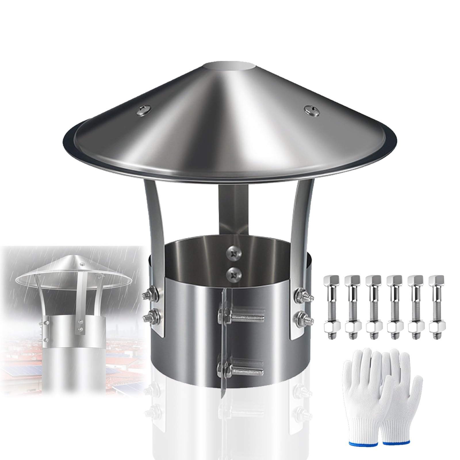 GYEQXKT Chimney Cap, Weatherproof Stainless Steel Vent Cover for Durable Outdoor Roofing and Fireplace Ventilation