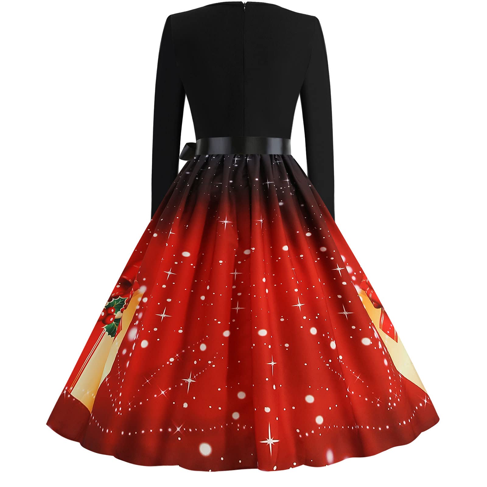 Weihnachtskleid Damen Elegant Funky Langarm Produktbild-Vorschau 1