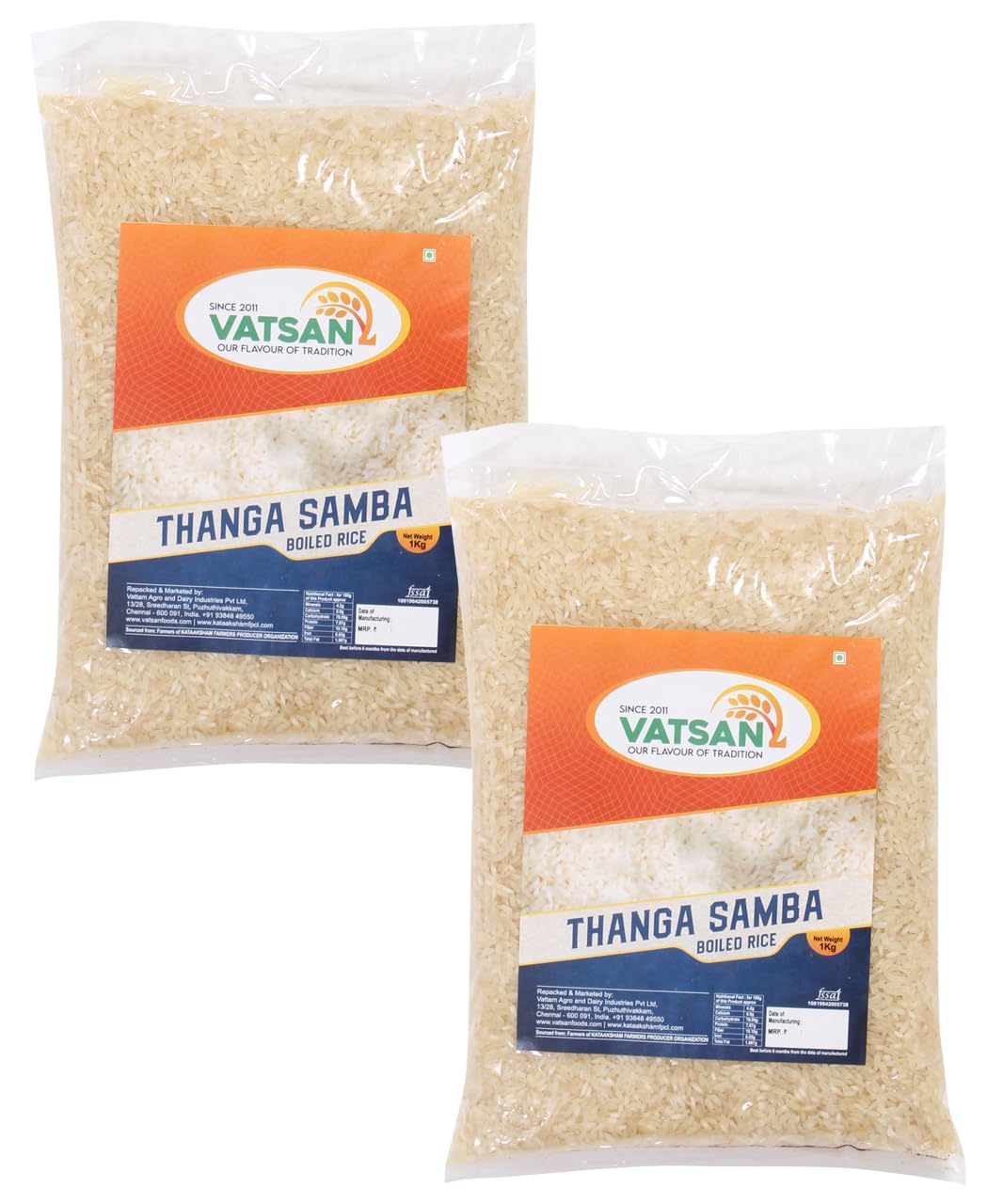 Vatsan Traditional Rice Variety | Thanga Samba Boiled White Rice Variety Pack of 2 (B0CJ58V3SD) Amazon Price History, Amazon Price Tracker