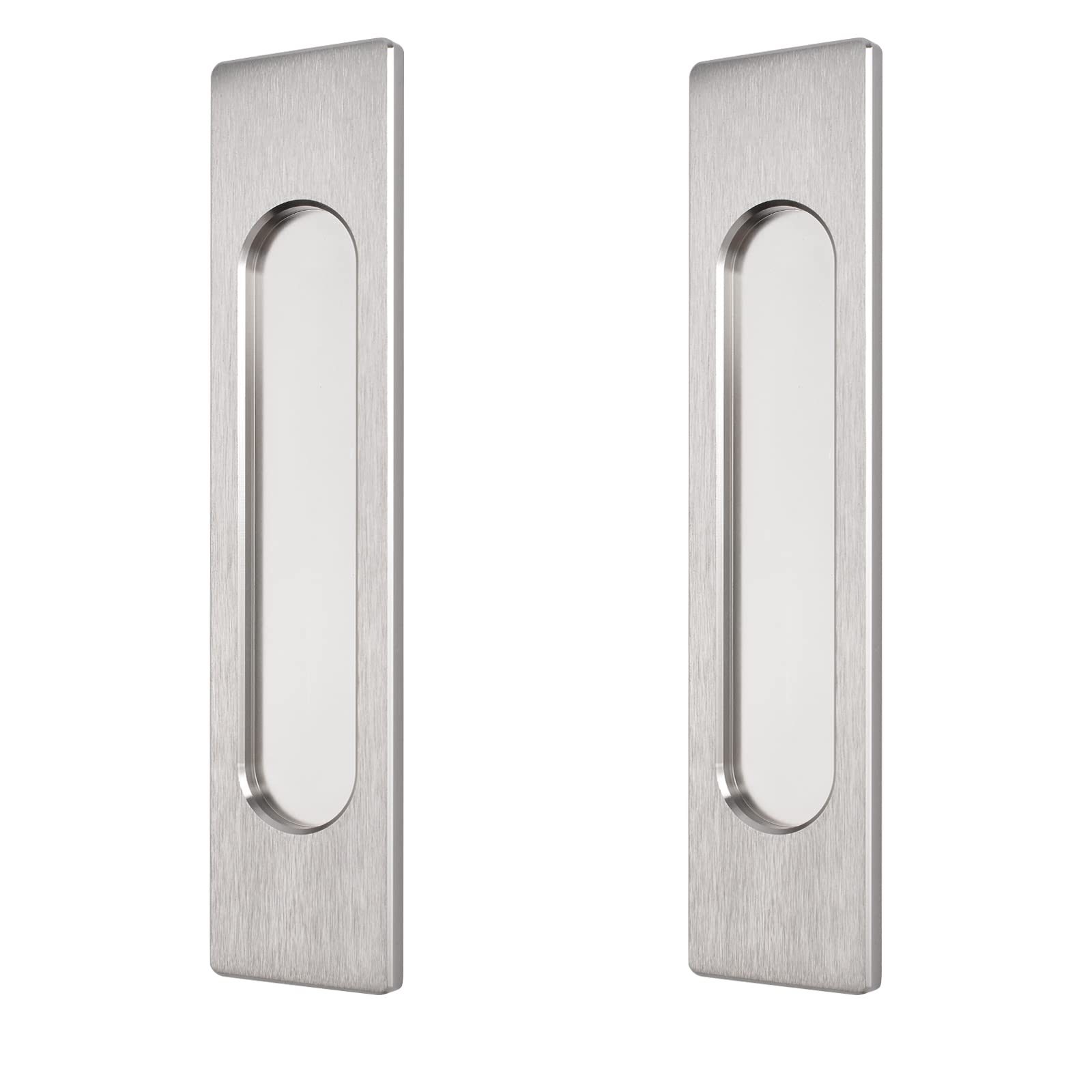 MOROBOR 18CM Self-Stick Rectangual Sliding Door Pulls, 2pcs Brushed Steel Aluminum Alloy Flush Pull Punch-Free Handle for Sliding Barn Door Windows Cabinets