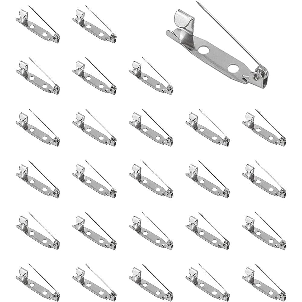 150PCS Brooch Pins,Secure back clasp with Back Bar Fastener,Silver Badge Pin Backs,Brooch Pins Clasp Silver Safety Pins for Badge Insignia, Citation Bars, Making Corsage, Name Tags, Toy Pins and Jewel