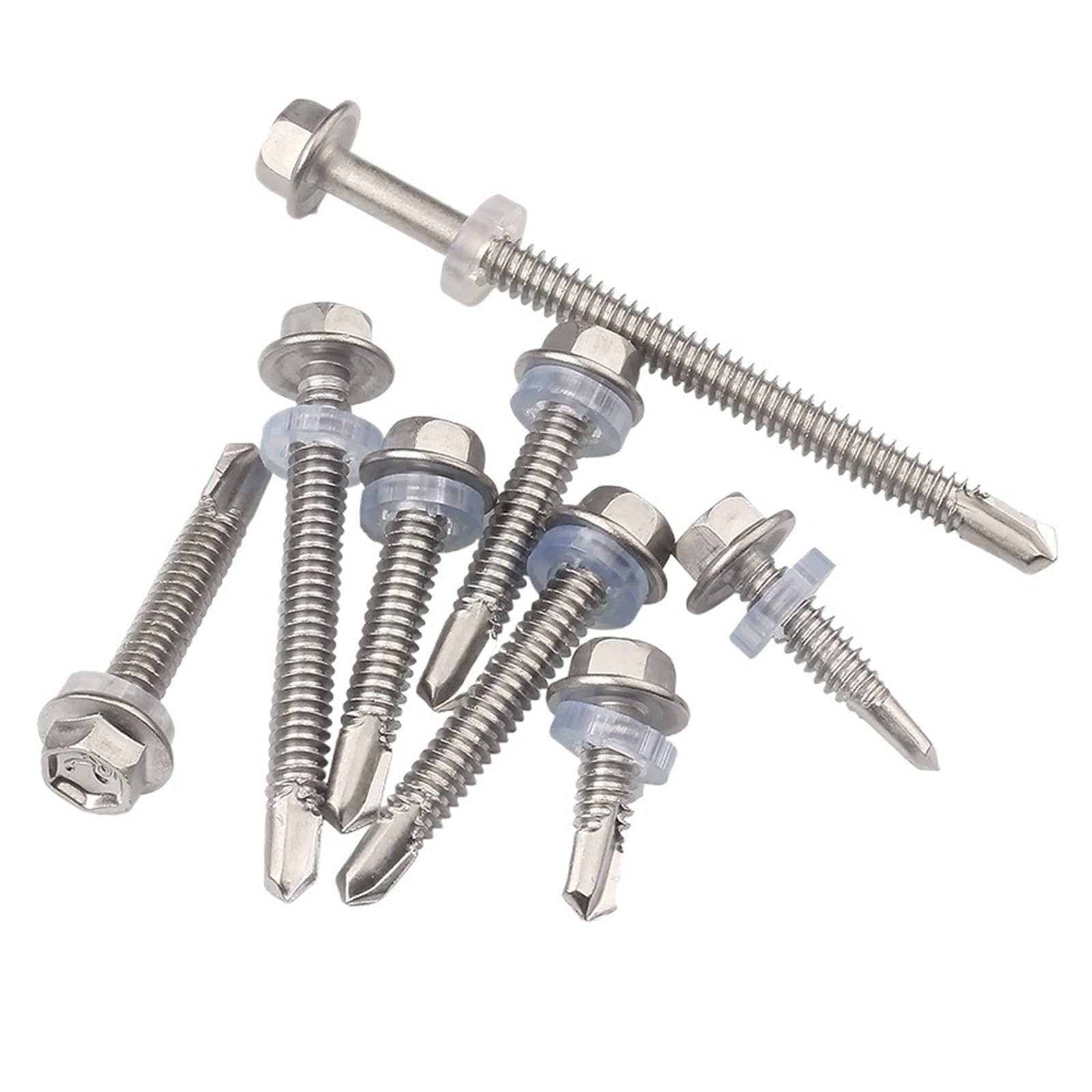 Viti a Testa Cava 10 pz 410 Rondella in Acciaio Inox Testa Esagonale Esagonale Esagonale Autoperforante Vite Autofilettante Bullone Assortimento Kit da 4.2mm a 6.3mm(M4.8 x 13)
