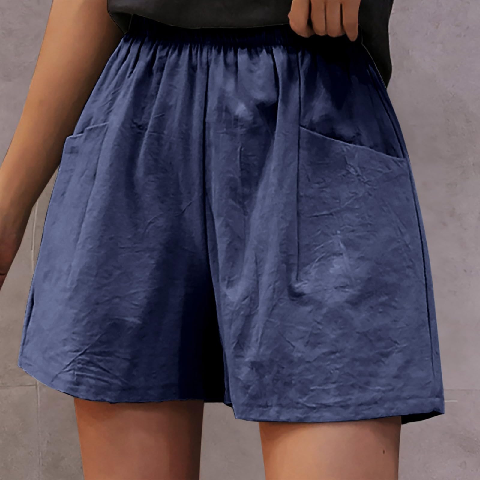 XUNRYAN Women's Dressy Casual Pants Cute Hippie Pants Lounge Pants Women Casual Loose Short Fashion Wide Leg Short Pants Comfy House Wear Comfy Yoga Clothes Straight Leg Lounge Bottom for Women Navy