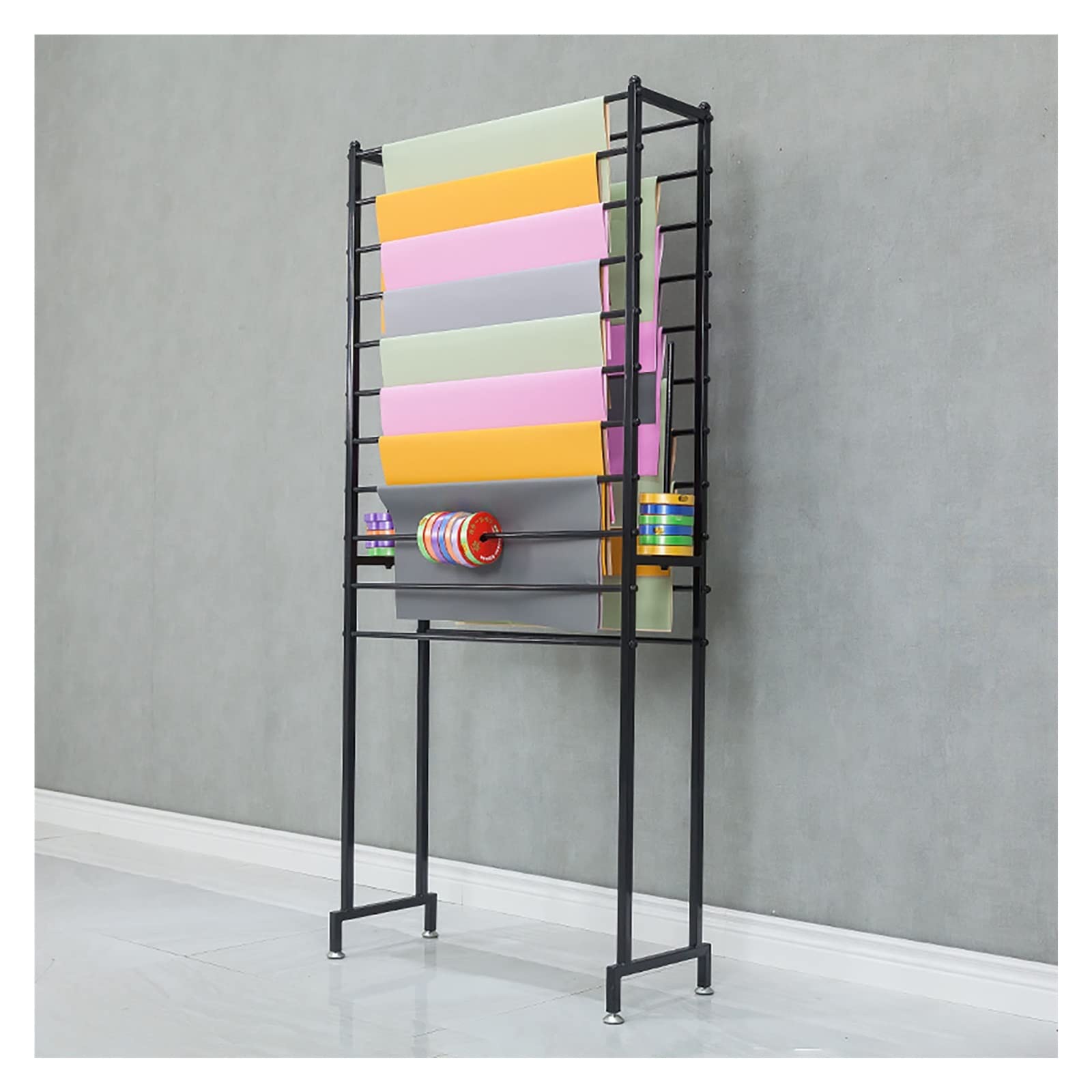 Organizador De Pañuelos Independiente De Hierro Negro, Expositor De Papel De Regalo, Gran Capacidad, Soporte De Doble Cara Para Tiendas Minoristas/Floristerías, 11 Niveles, Largo: 90 Cm/35,4 Pulgadas