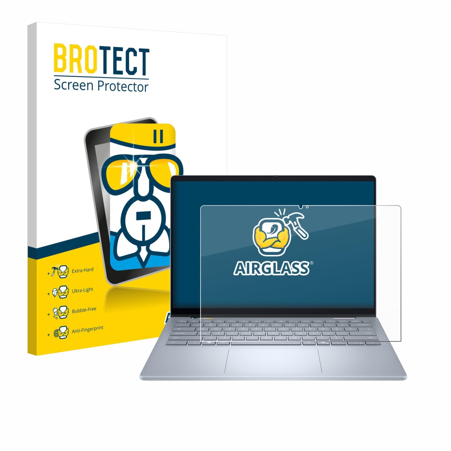 BROTECT Protector Pantalla Cristal para Dell 14 Plus 2-in-1 Protector Vidrio - [Dureza 9H, Anti-Arañazos]