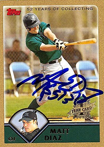 Autograph Warehouse 247507 Matt Diaz Autographed Baseball Card - Tampa Rays 2003 Topps 1st Year - No. T170 Rookie