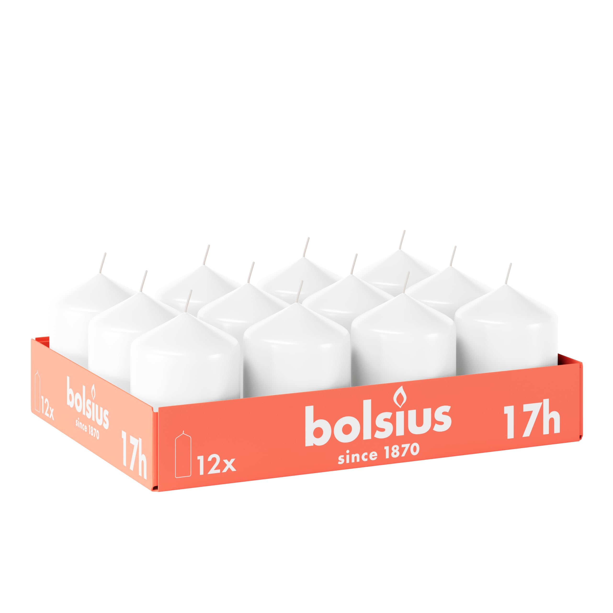 Bolsius Smooth Pillar Candles, White, Pack of 12-8 x 6 cm, Decorative Household Candles, Burn Time 17 Hours, Unscented - Image 4